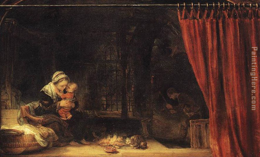The Holy Family with a Curtain painting - Rembrandt The Holy Family with a Curtain art painting